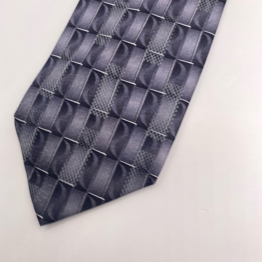 Carlos Devenezia Geometric Gray and Blue Tie